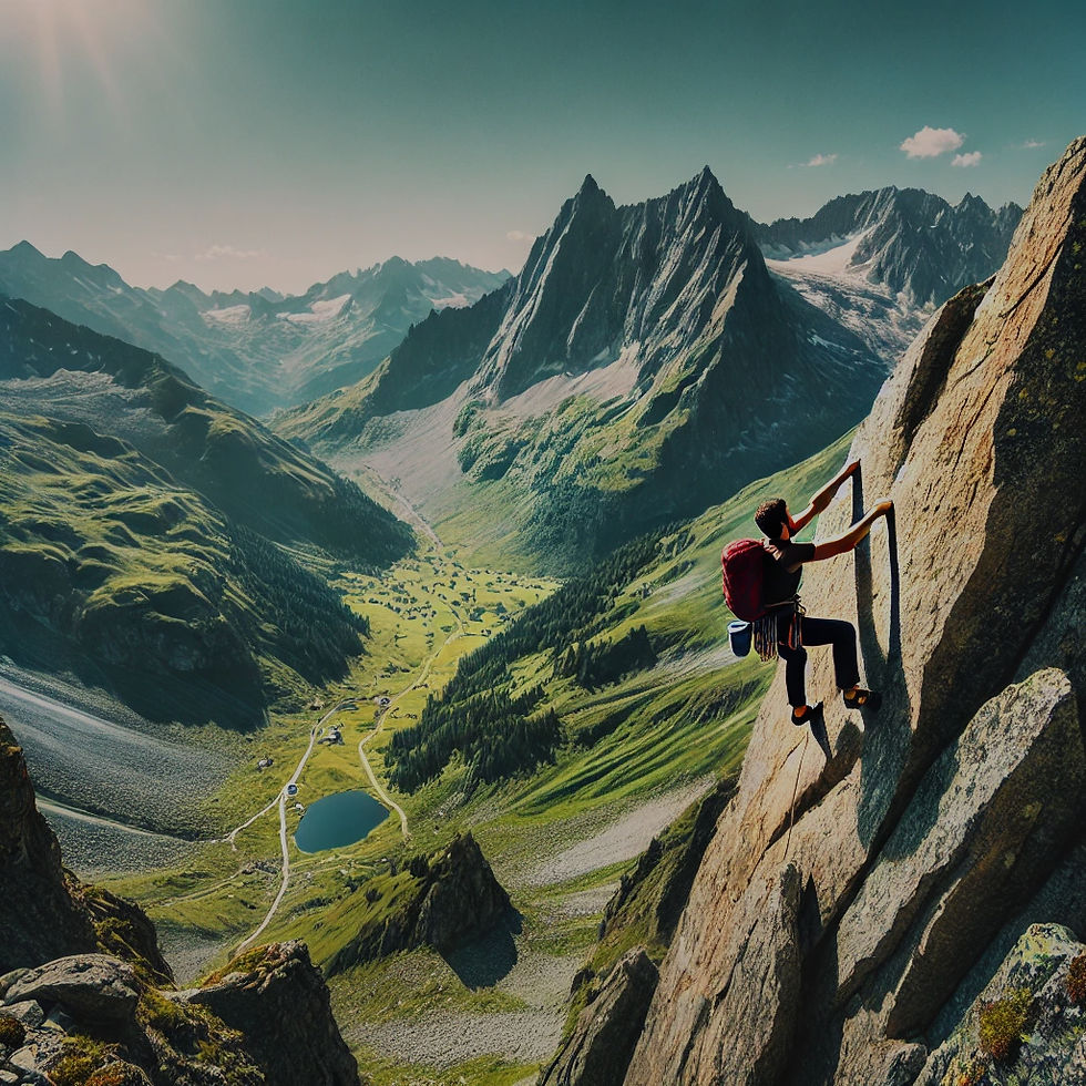 DALL·E 2024-10-26 12.40.14 - An image representing rock climbing in the Swiss Alps, specif