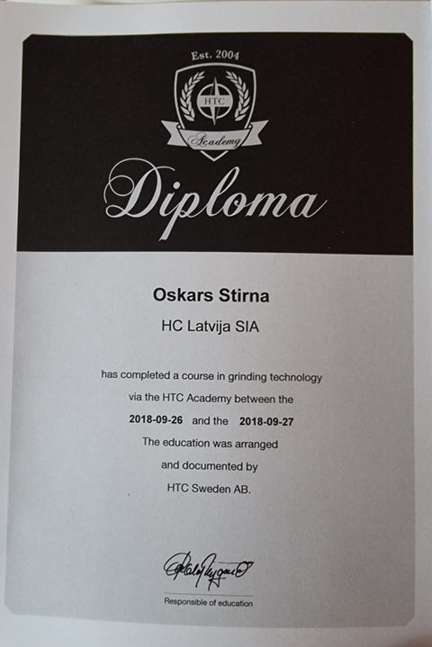 Betona grīdu apmācību diploms