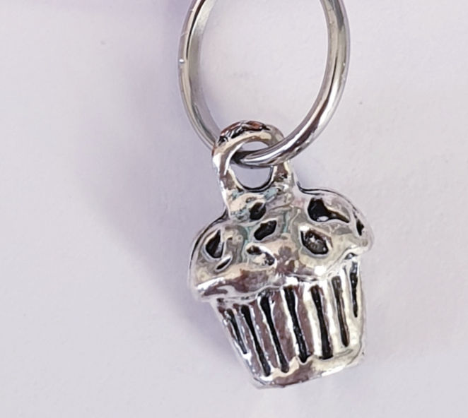 Thumbnail: cupcake silver coloured metal charm with ring
