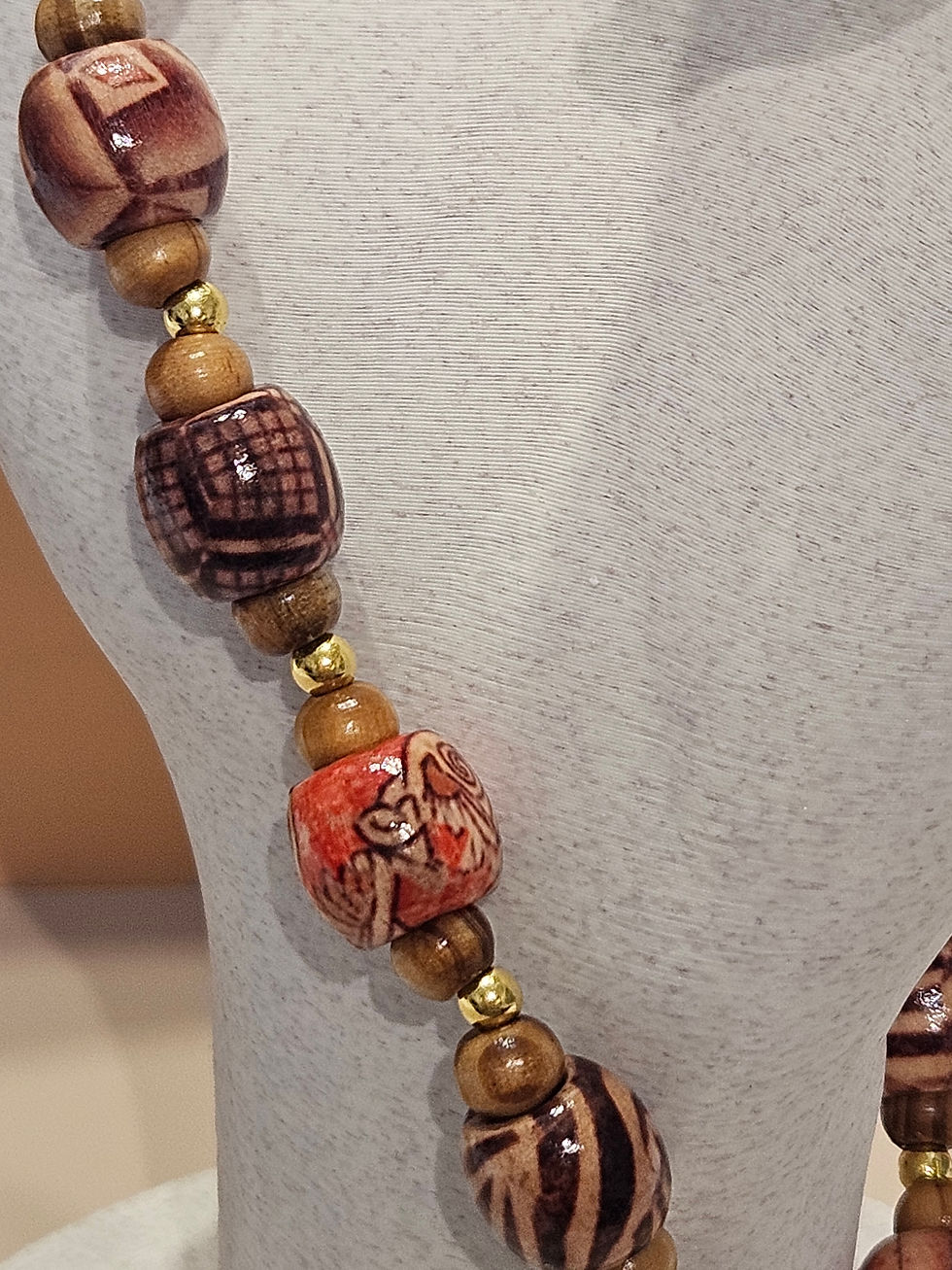 Thumbnail: wood bead wristlet close up of beads