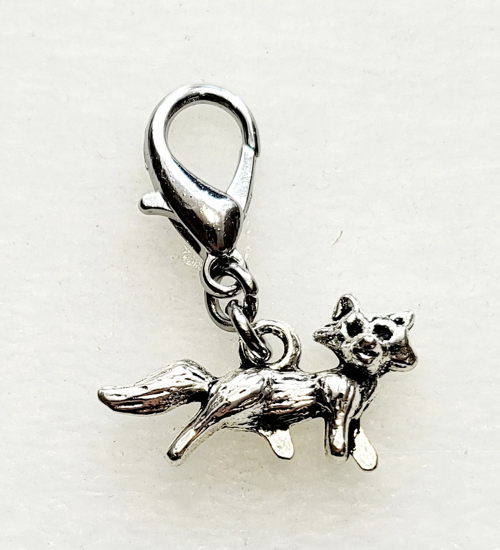 Thumbnail: fox shaped silver coloured metal charm with lobster clasp