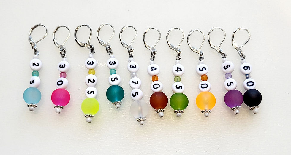 Thumbnail: ten numbered stitch markers with coloured beads