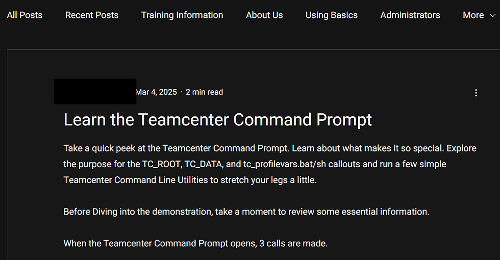 Example Blog Post for Learning the Teamcenter Command Prompt