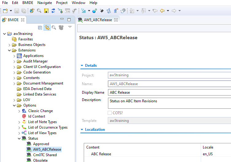 Teamcenter's Business Modeler IDE (BMIDE) administrative tool.