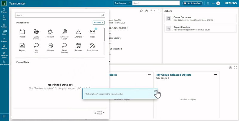 Teamcenter 2512's Active Workspace Client Launcher feature.