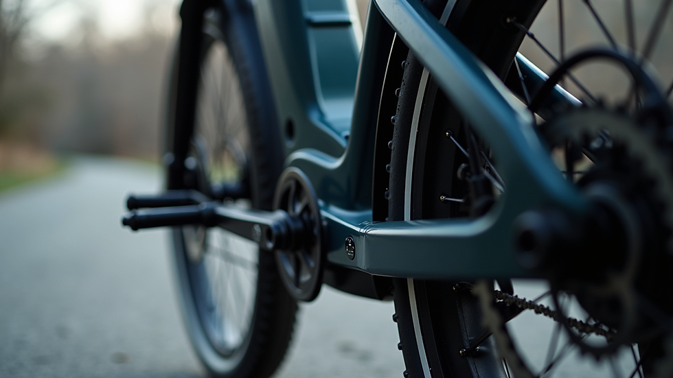 Close-up view of e-bike motor and wiring