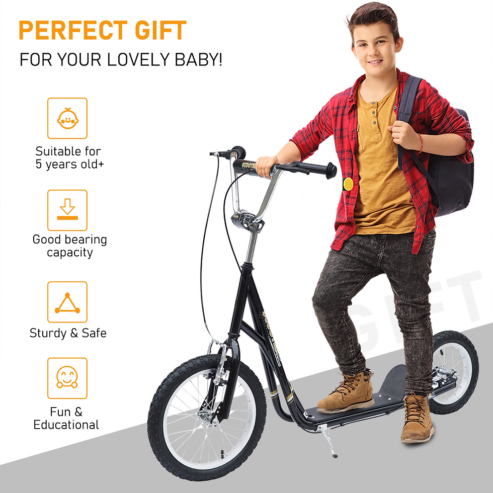 Thumbnail: HOMCOM Teen Scooter Adjustable Height Dual Brakes Rubber Wheels Kickstand, 