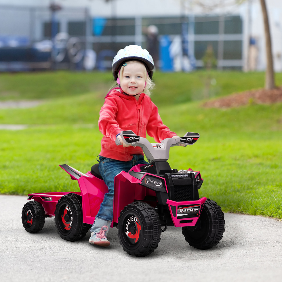 Thumbnail: Electric Quad Bike, 6V Kids Ride On ATV w/ Back Trailer for 18-36 Months - Pink