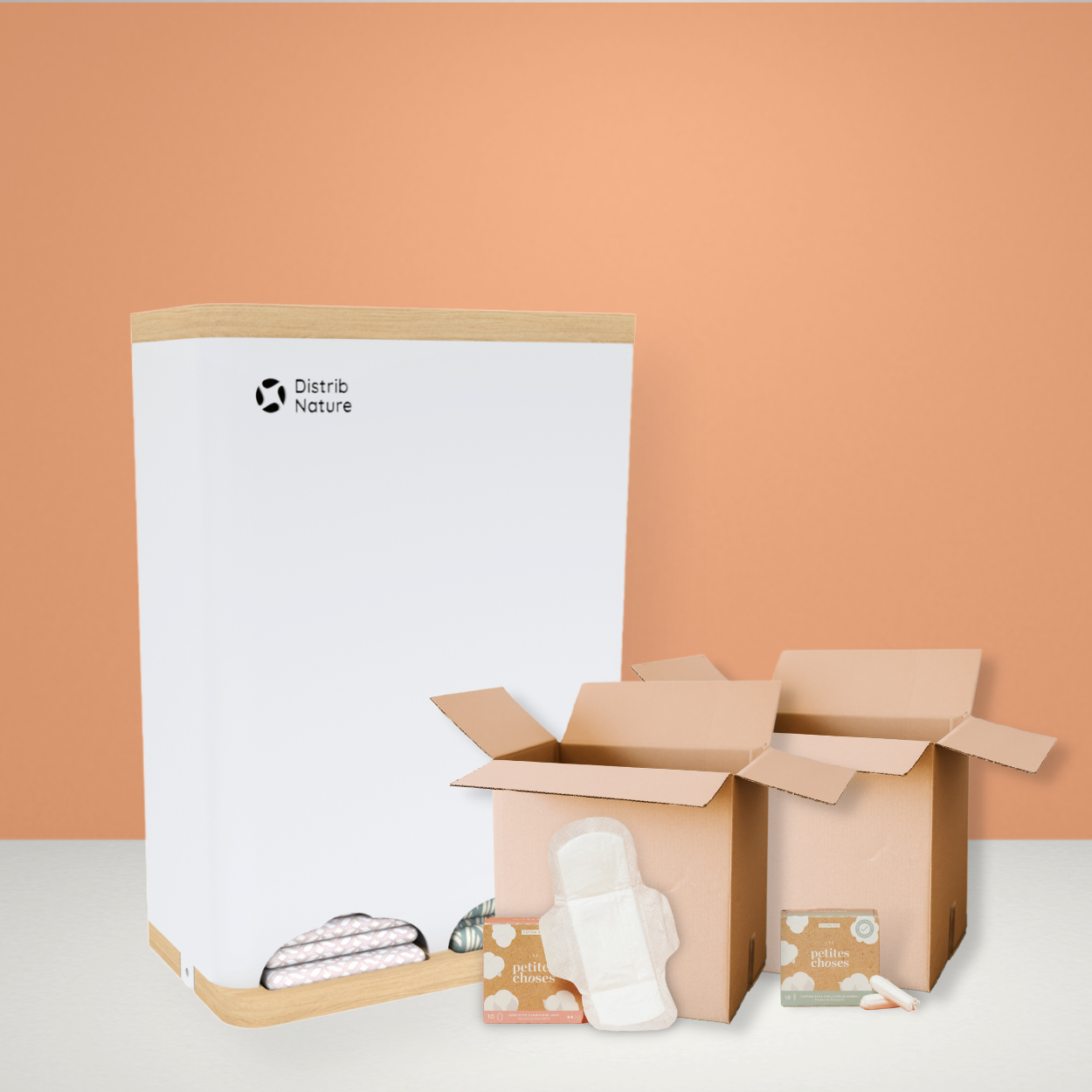 PACK - Distributeur 2 compartiments + 200 serviettes + 100 tampons sans appli