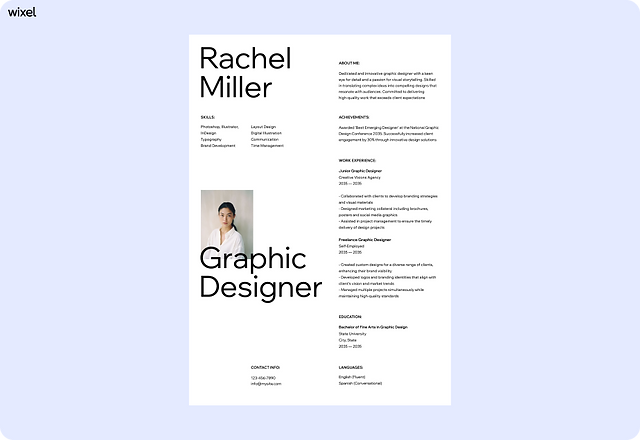 Minimalist Clean Graphic Designer Resume