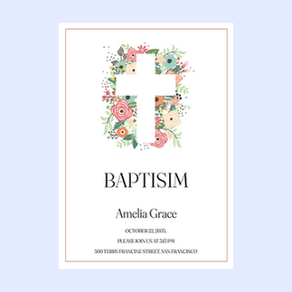 Classic Floral Baptism Invitation