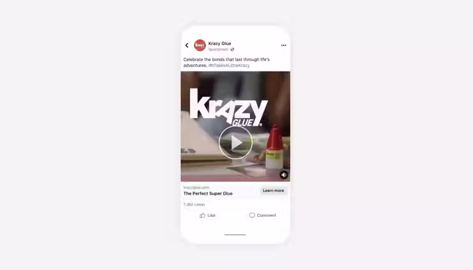 Facebook ad example by Krazy Glue