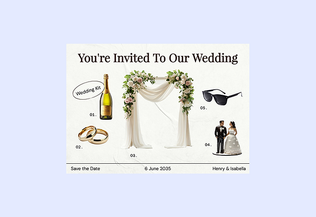 Playful Collage Wedding Invitation