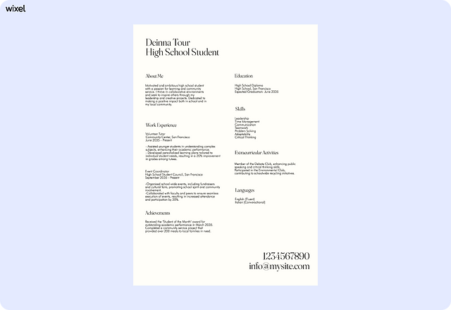 Elegant Clean High School Resume