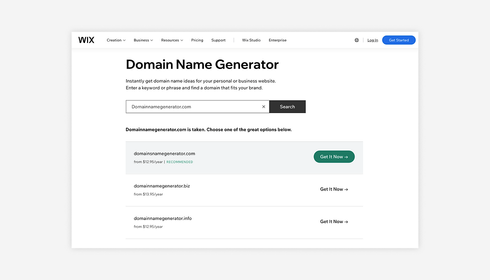 Wix domain name generator