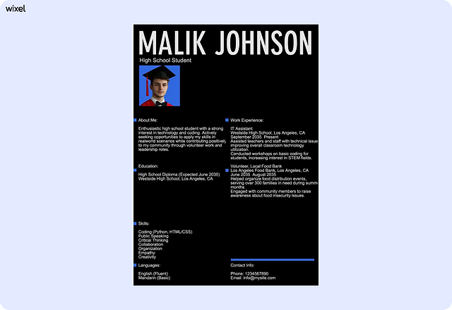 Classic Dark High School Resume