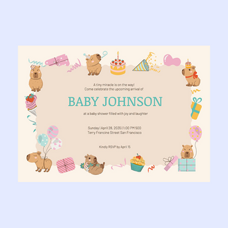 Playful Cute Colorful Illustrative Baby Shower Invitation