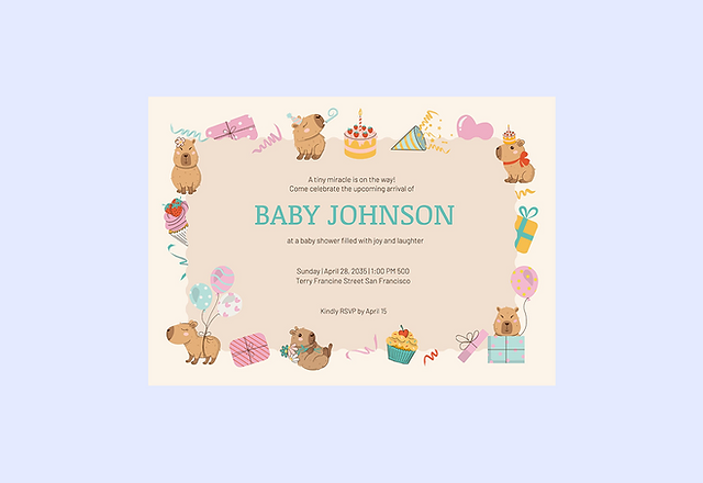 Playful Cute Colorful Illustrative Baby Shower Invitation
