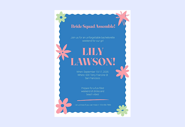 Modern Floral Bachelorette Invitation