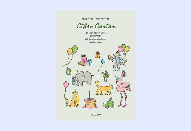 Cute Handmade Illustrative birthday Invitation