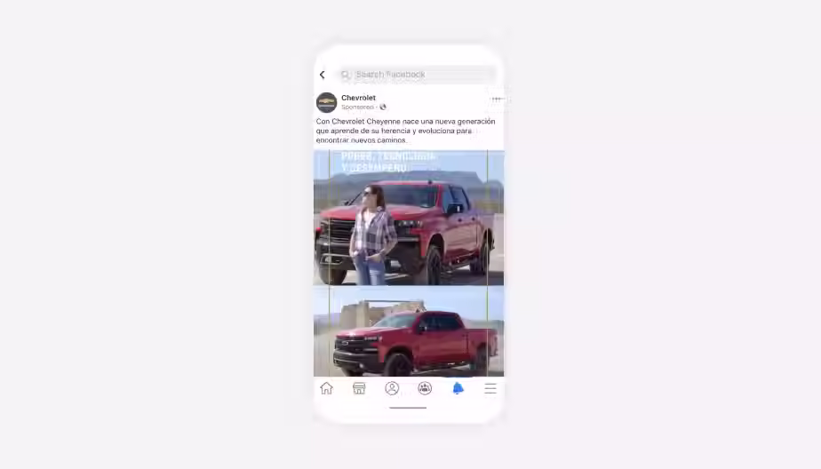 Facebook ad example by Chevrolet
