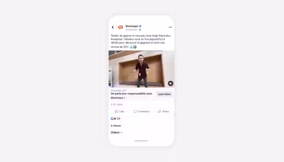 facebook ad example by boulanger
