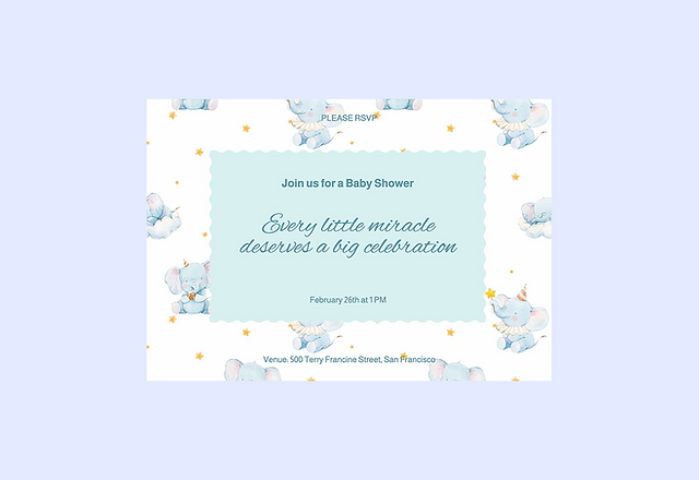 Cute Pastel Illustrative Baby Shower Invitation
