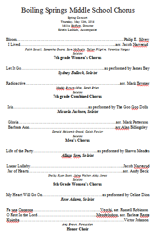 free spring concert program template free spring concert program template