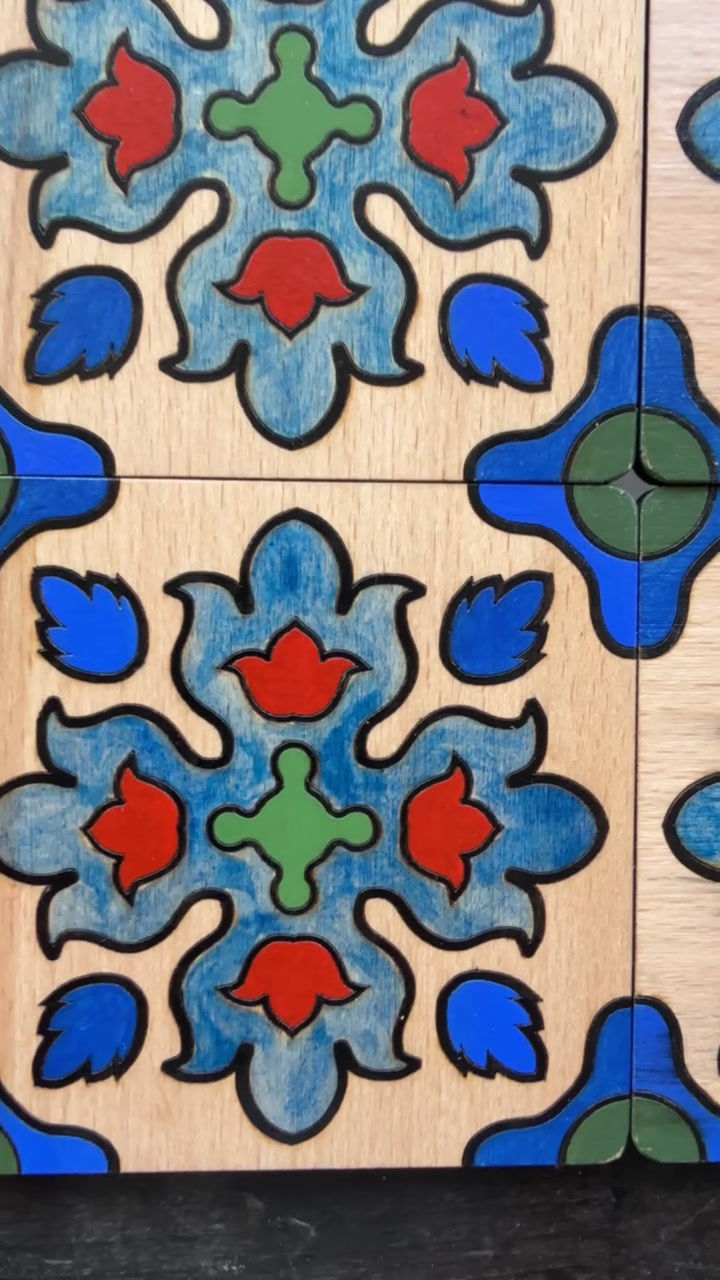 Thumbnail: Tile Treasures – Blue Tulip Coaster Set