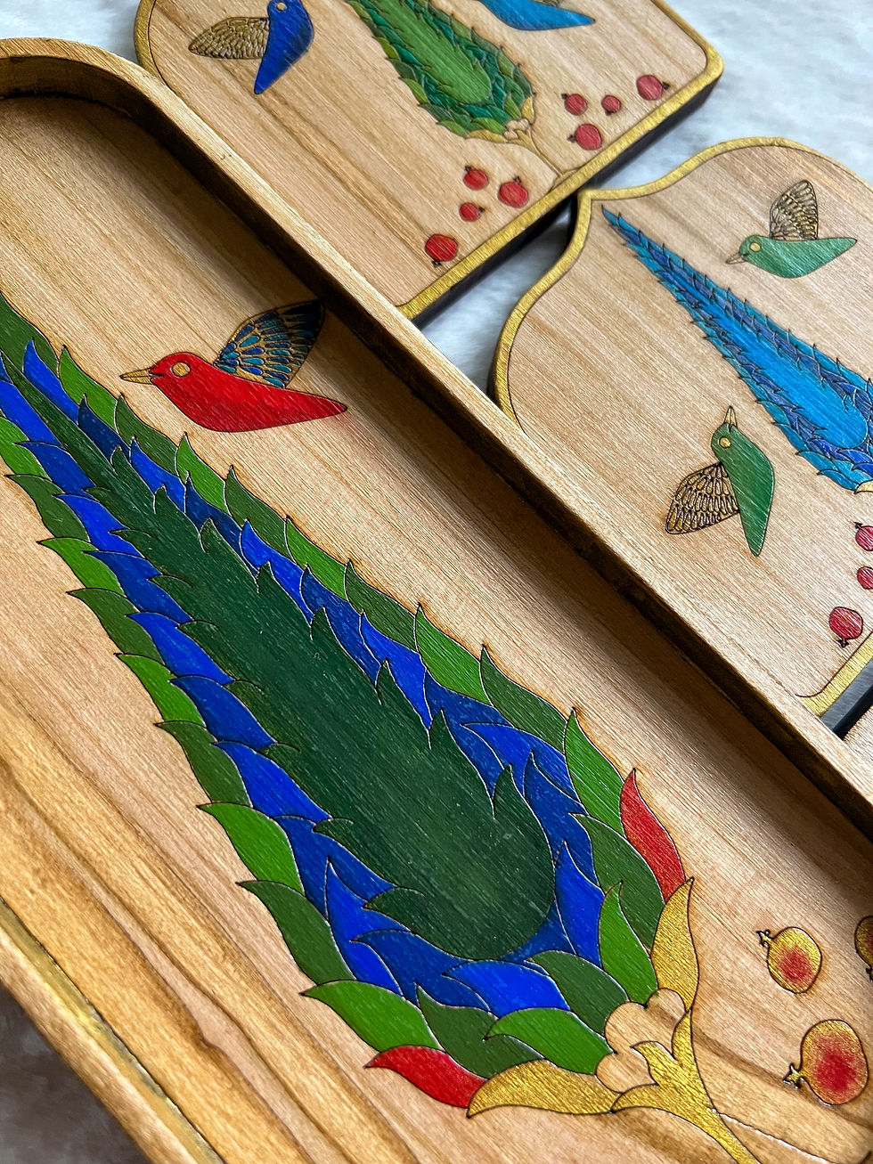 Thumbnail: Cypress & Song – Handpainted Tray and Coaster Set
