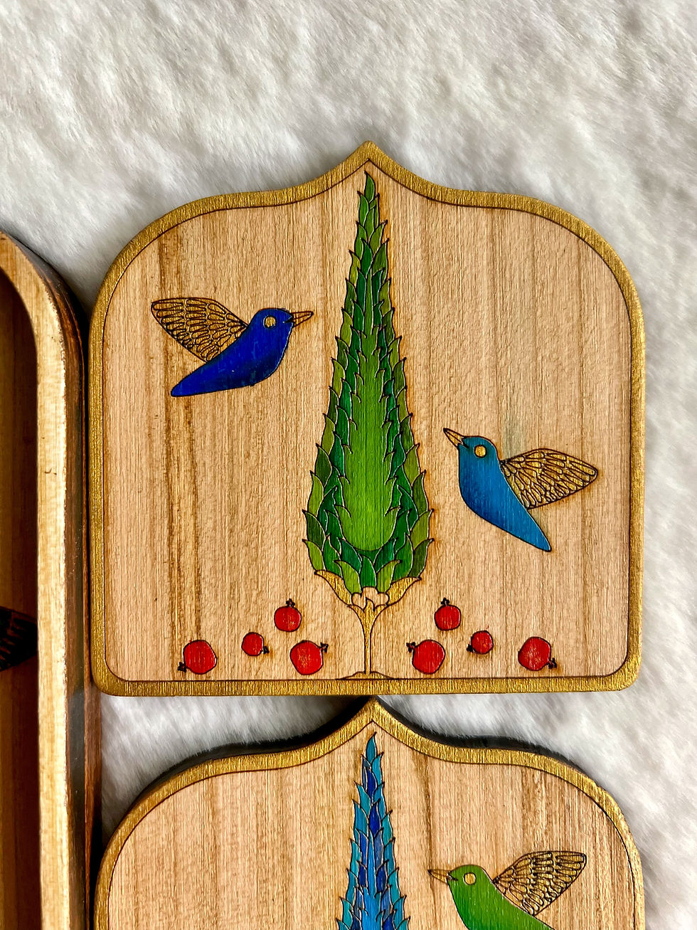Thumbnail: Cypress & Song – Handpainted Tray and Coaster Set