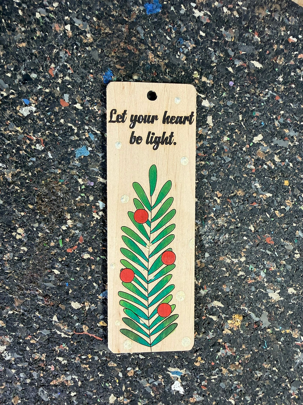 Thumbnail: Hand-painted Wooden Bookmark – Festive Reflections Series