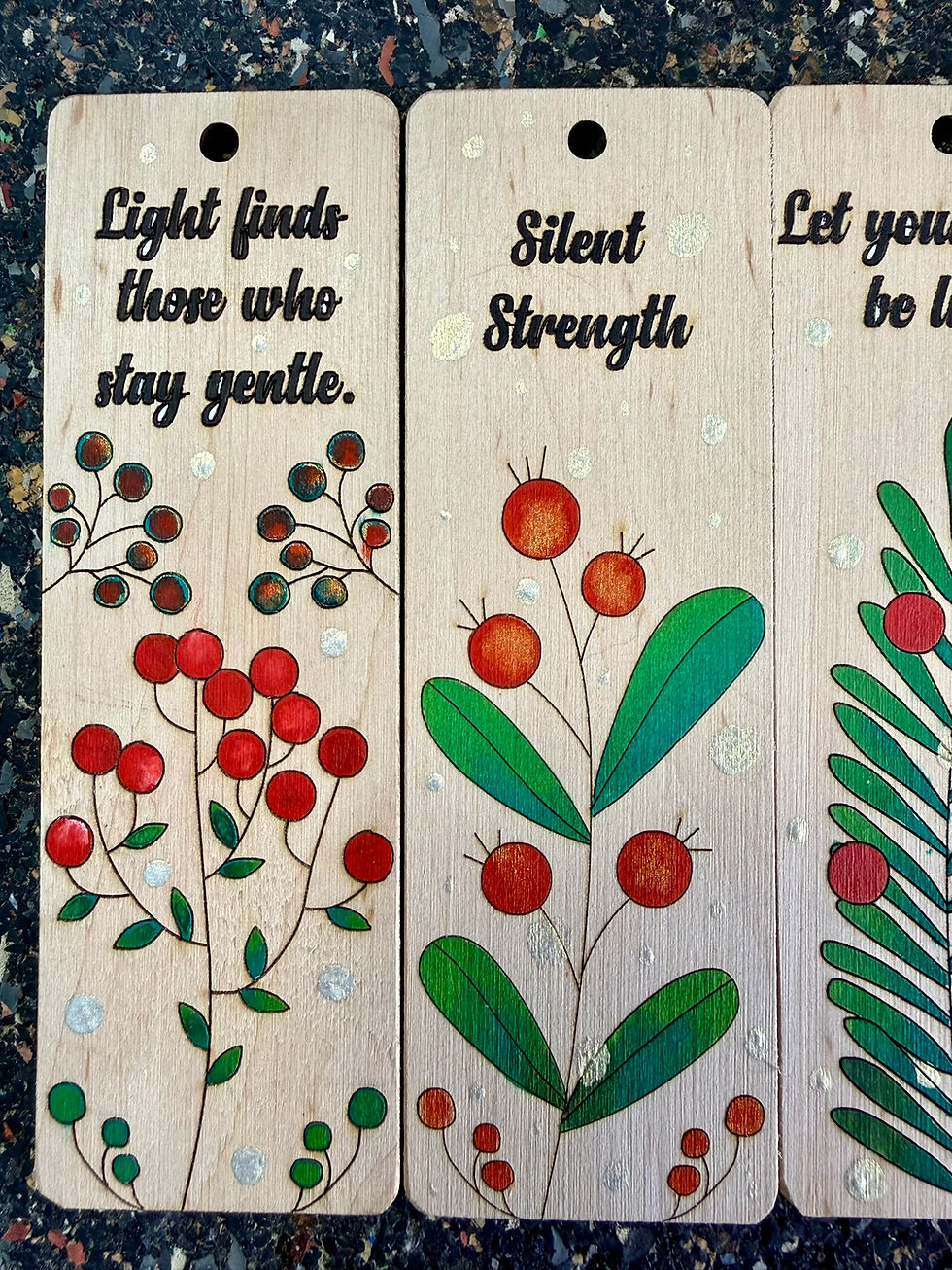 Thumbnail: Hand-painted Wooden Bookmark – Festive Reflections Series