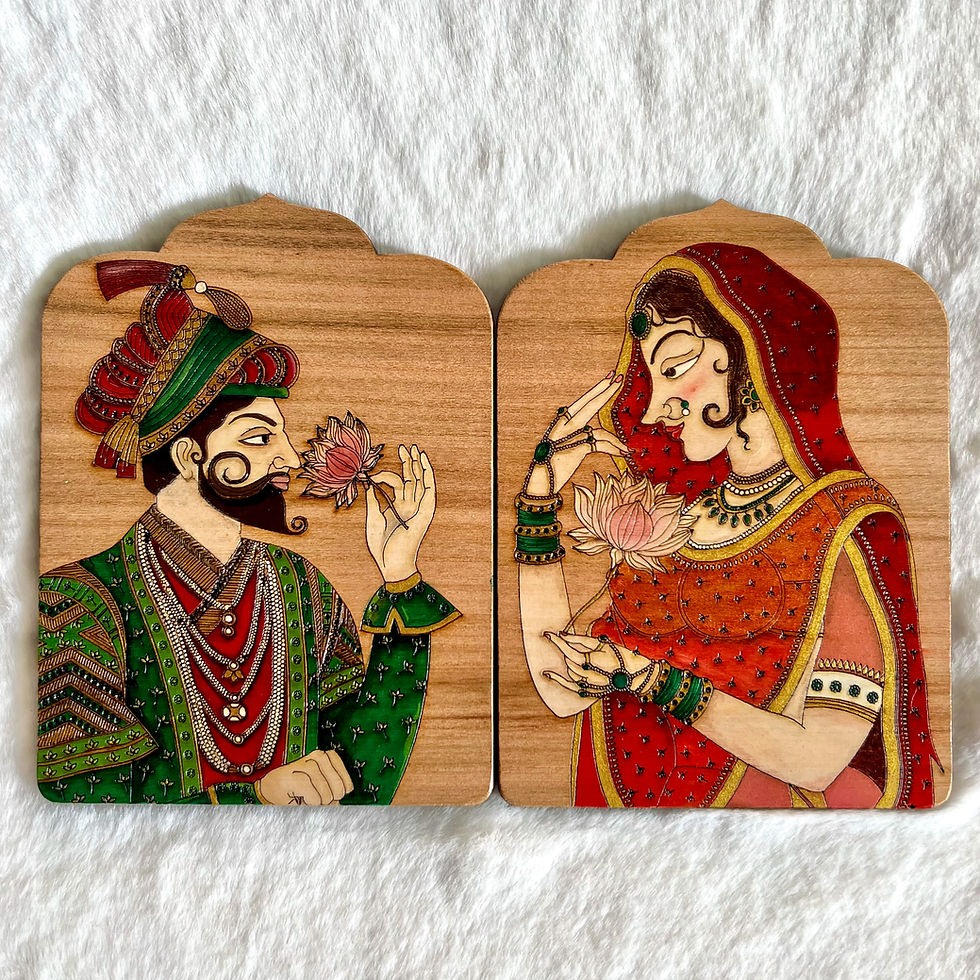 Thumbnail: Whispers of Kishangarh – Handpainted Coaster Set (Set of 4)