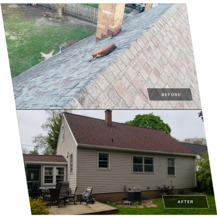 Before and after roof replacement Peak Roofing LLC