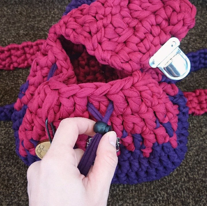 Миниатюра: Фиолетово-вишнёвый рюкзачок из хлопка 