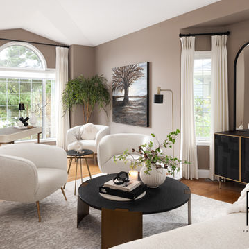 light, airy, lounge, timeless, drapery, linen, office, home office, welcoming, interior design, Saskatoon