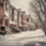 Home exterior prepared for winter with snow