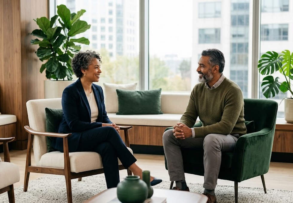 Account manager building a long-term relationship with a business customer.
