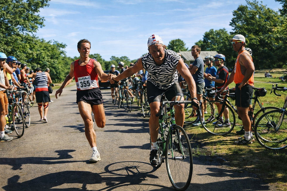 The Jaycees also sponsored relay races testing runners, cyclists, and swimmers, including a grueling course of a 4.5-mile run, 10.5-mile bike ride, and quarter-mile swim. The winning team—Tom Weimuller, Dave McKeon, and Lars Edeen—finished with a time of 61:14, outpacing 36 competing teams.