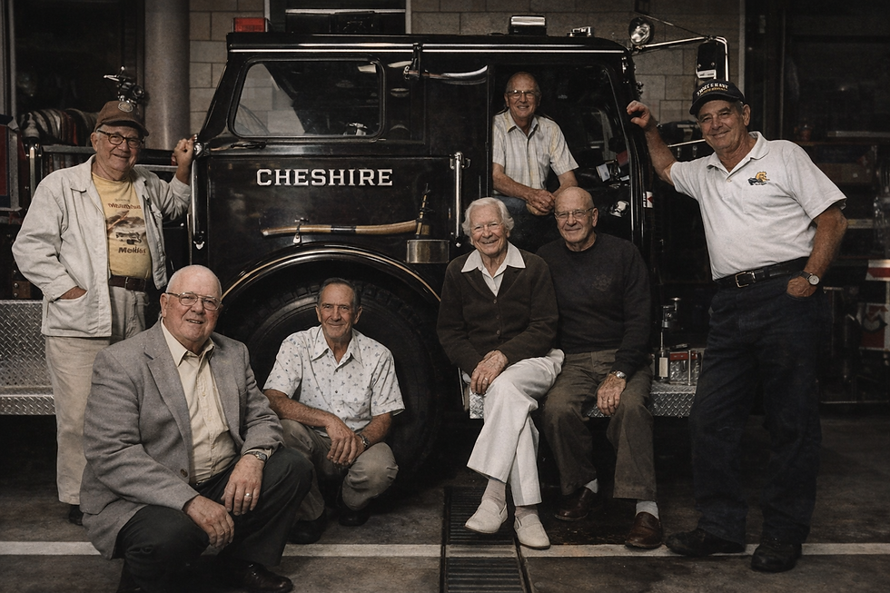 AI generated illustration of Life Members of the CFD posing for the 75th celebration.