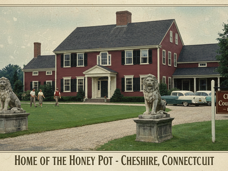 In 1930, the club purchased an adjacent 1790s-era Federal-style house to serve as its permanent clubhouse. Painted a distinctive deep red and guarded by two stone lions at its entrance, the building became a recognizable local landmark. In 1935, the official opening of the Honey Pot Country Club was celebrated with a Memorial Day dance attended by approximately 175 members and friends. A handicap tournament followed the next day, signaling that the Honey Pot was both a social and sporting destination. The red clubhouse still stands today at 290 Country Club Road as a private residence.