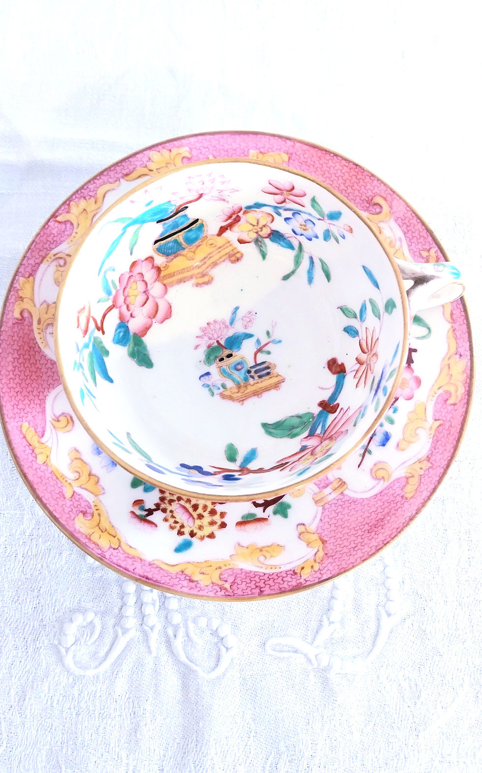 Miniature : Tasse à thé et sa sous-tasse en porcelaine - Minton Angleterre