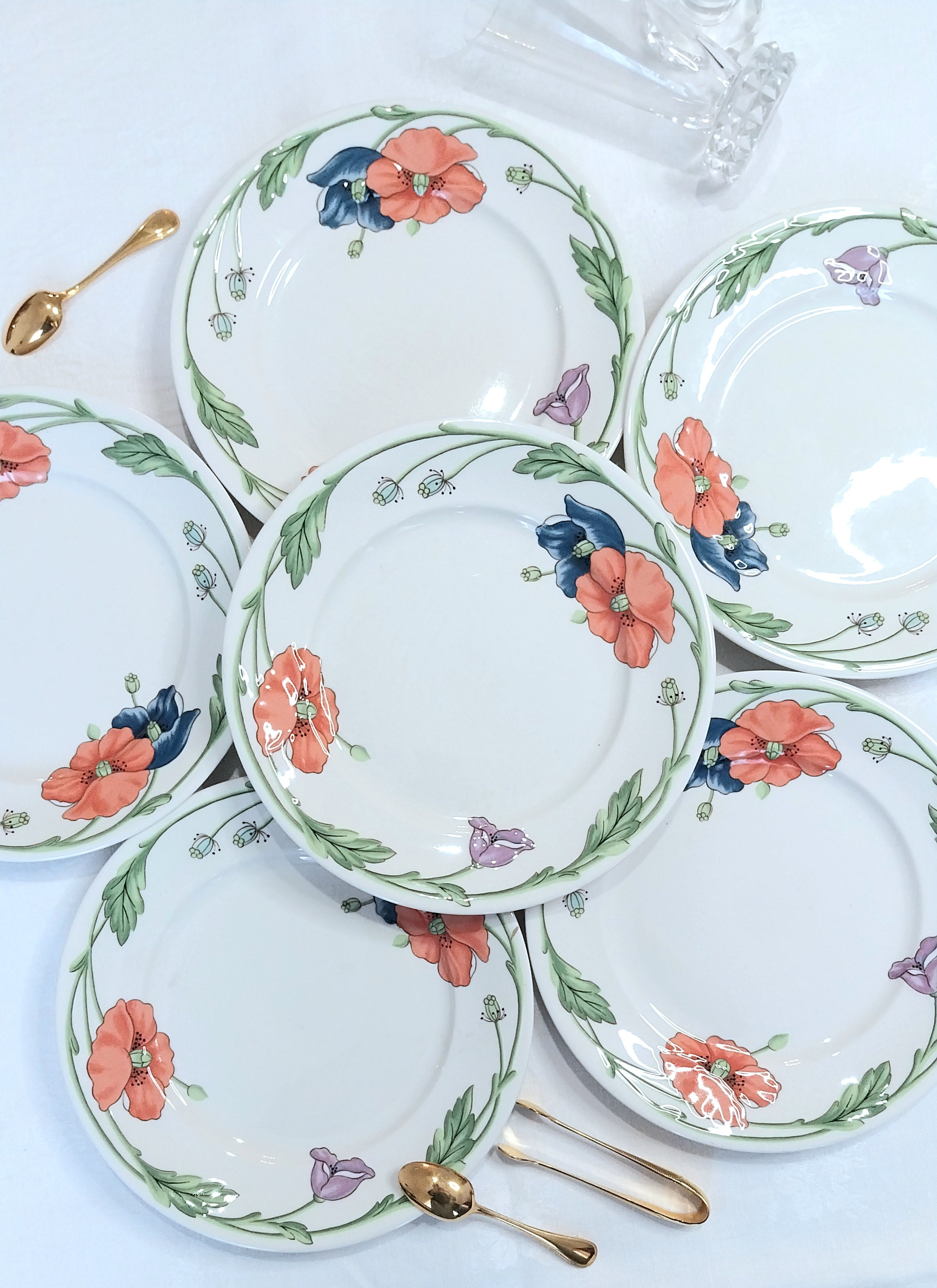 6 assiettes à dessert, modèle "Amapola", Villeroy & Boch