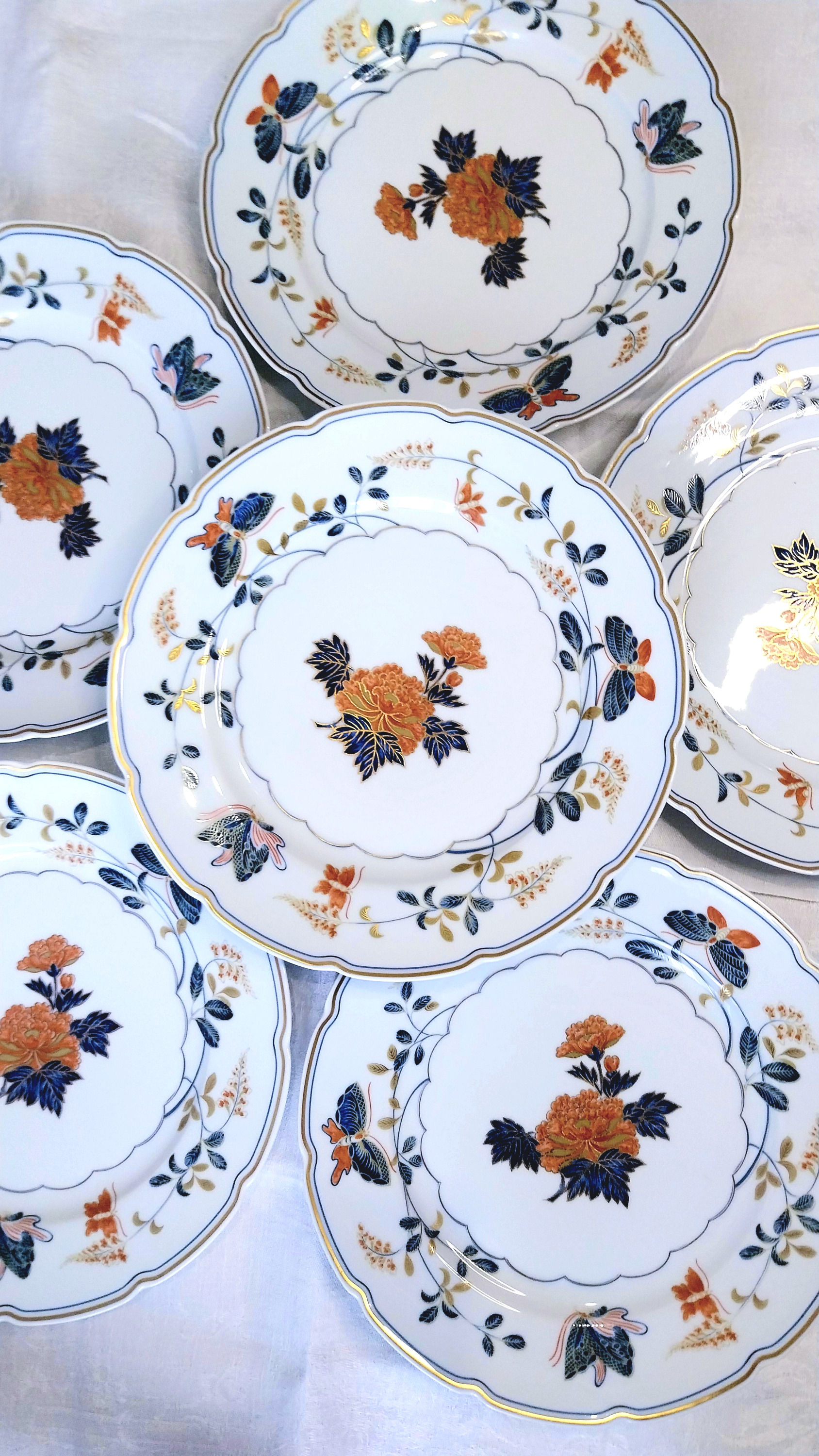 6 Grandes assiettes, modèle "Vol de nuit" - Raynaud, Limoges