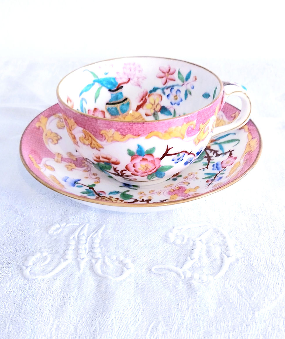 Miniature : Tasse à thé et sa sous-tasse en porcelaine - Minton Angleterre
