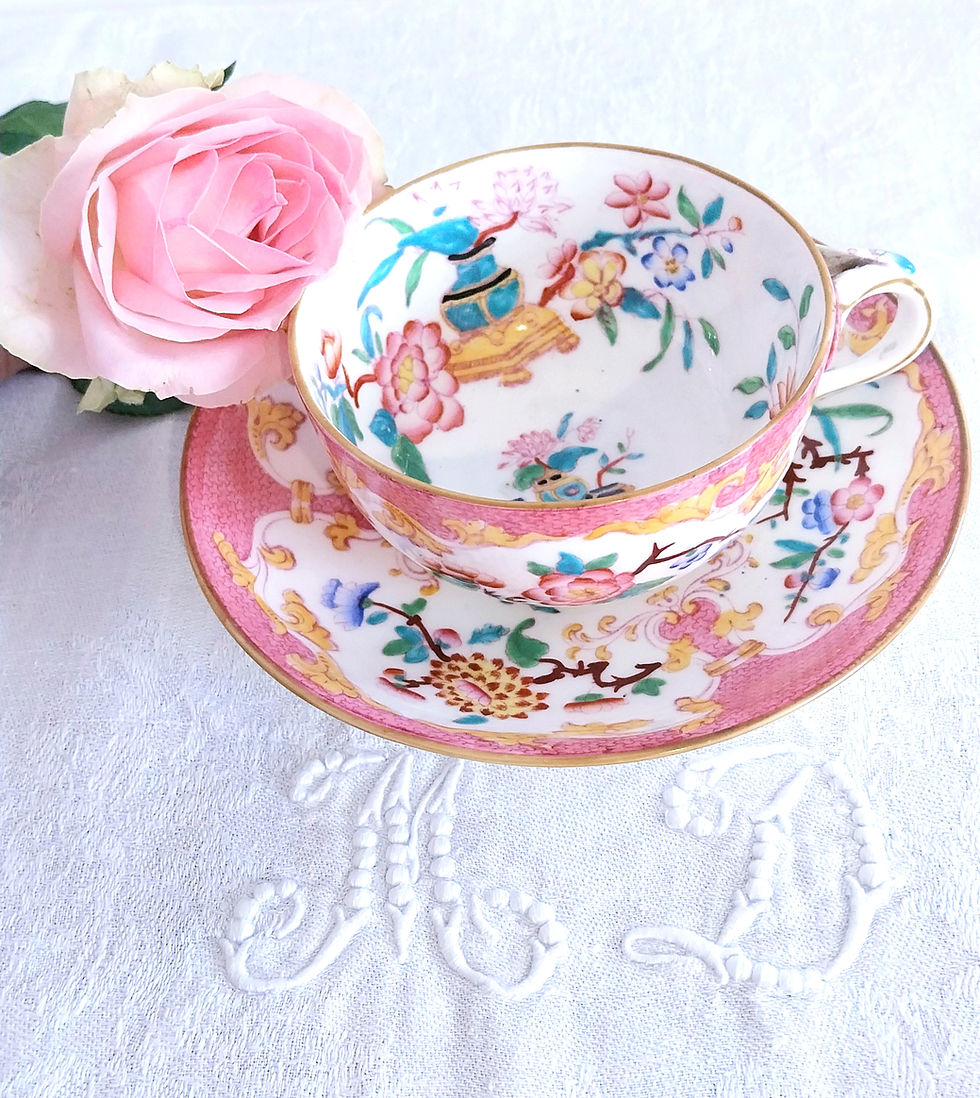 Miniature : Tasse à thé et sa sous-tasse en porcelaine - Minton Angleterre