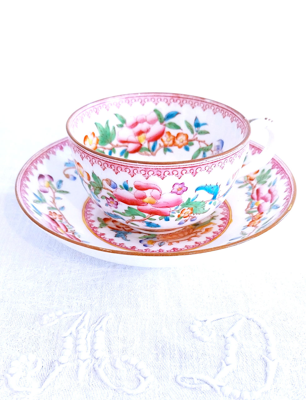Miniature : Tasse à thé et sous-tasse en porcelaine - Minton, Angleterre -