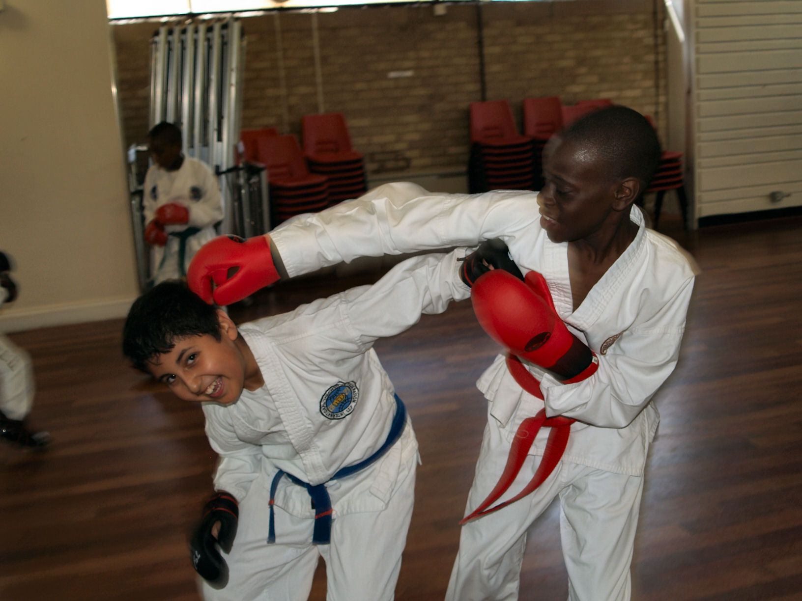 Junior students sparring