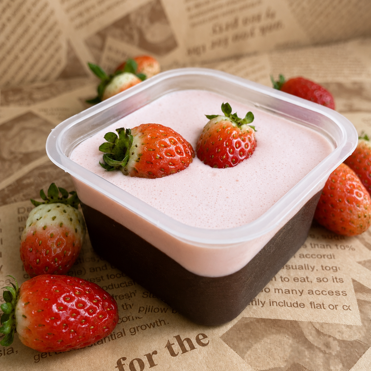 Mousse Duetto de Cacau com Creme de Morango